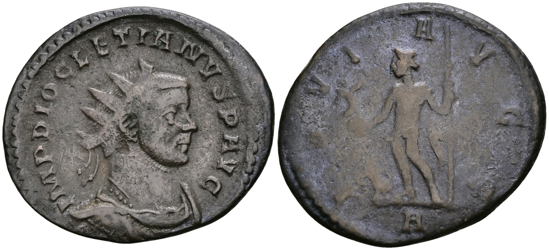 Римская Империя аврелианиан 291 - 292 Диоклетиан IOVI AVGG Юпитер Лугдун Good Very fine RIC 27 бронза 270-922