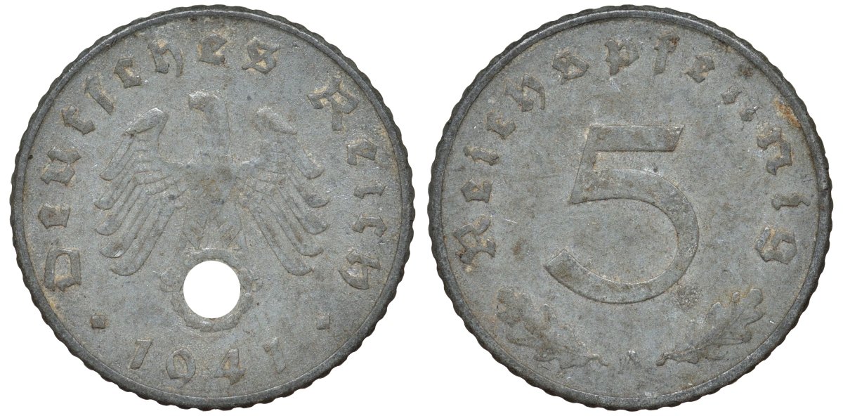 Германия 5 рейхспфеннигов 1941 A KM 100, J.370 цинк 4174-465
