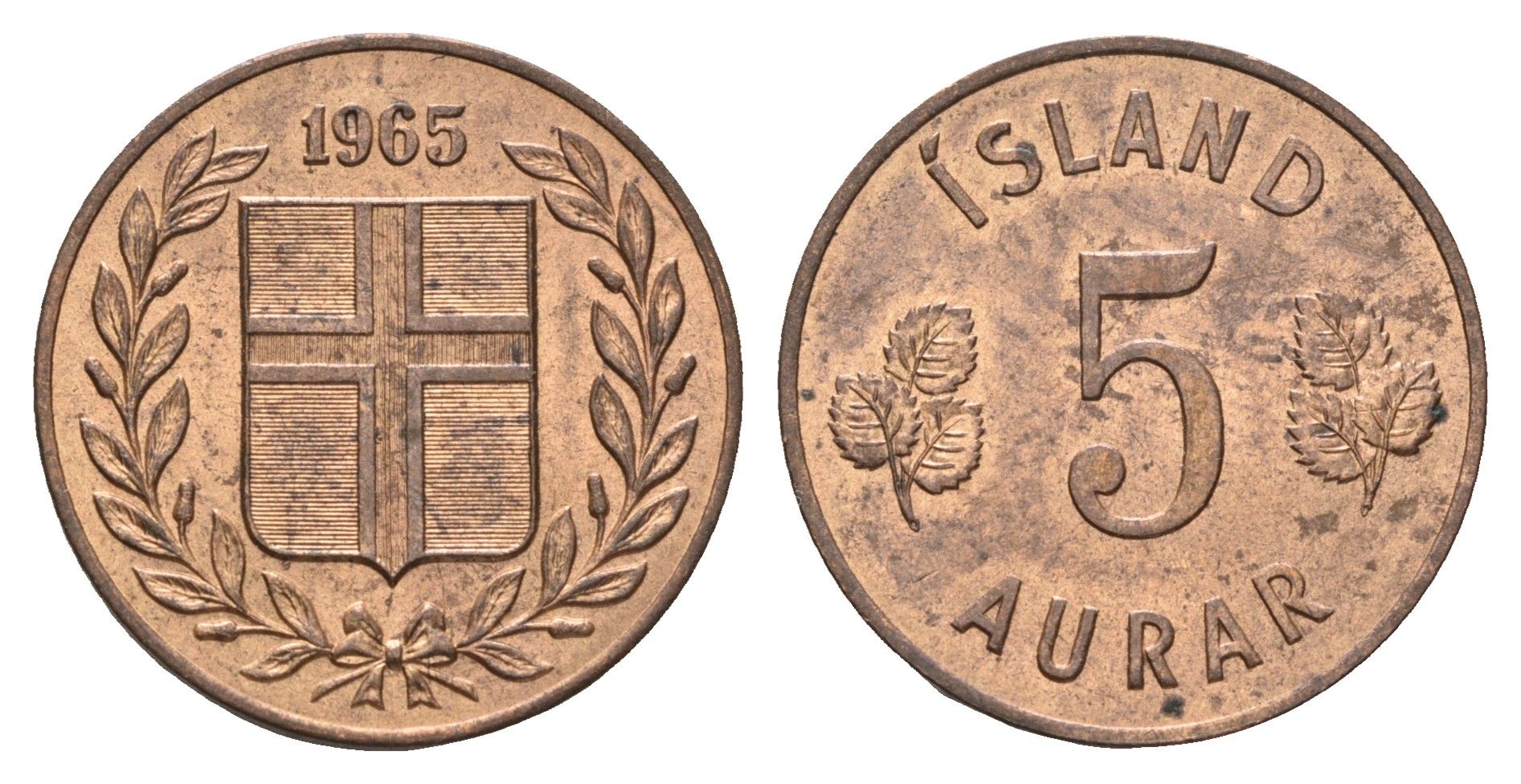 Исландия 5 эйре 1965 KM 9 бронза 4691-341