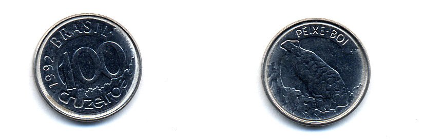 БРАЗИЛИЯ 100 КРУЙЗЕЙРО 1992 ЛАМАНТИН KM 623 сталь aUNC 76-711