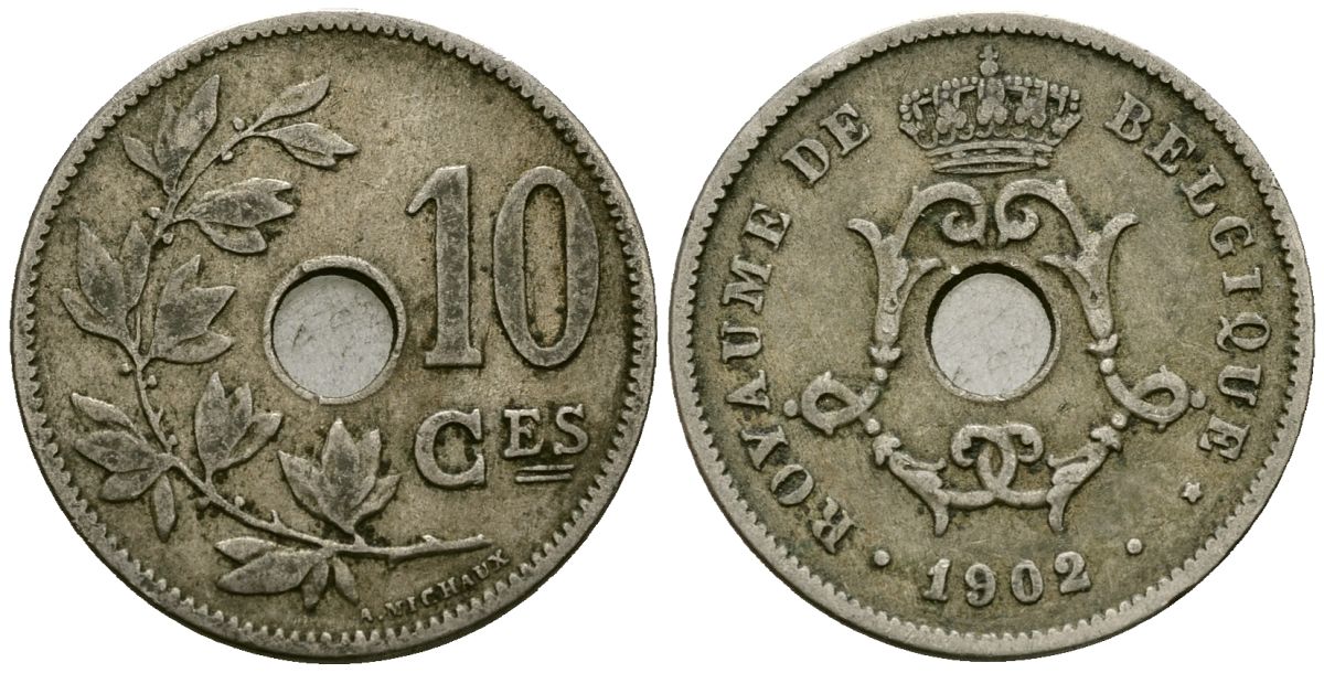 Бельгия 10 сантимов 1902 Belgique KM 48 медно-никель 4172-727