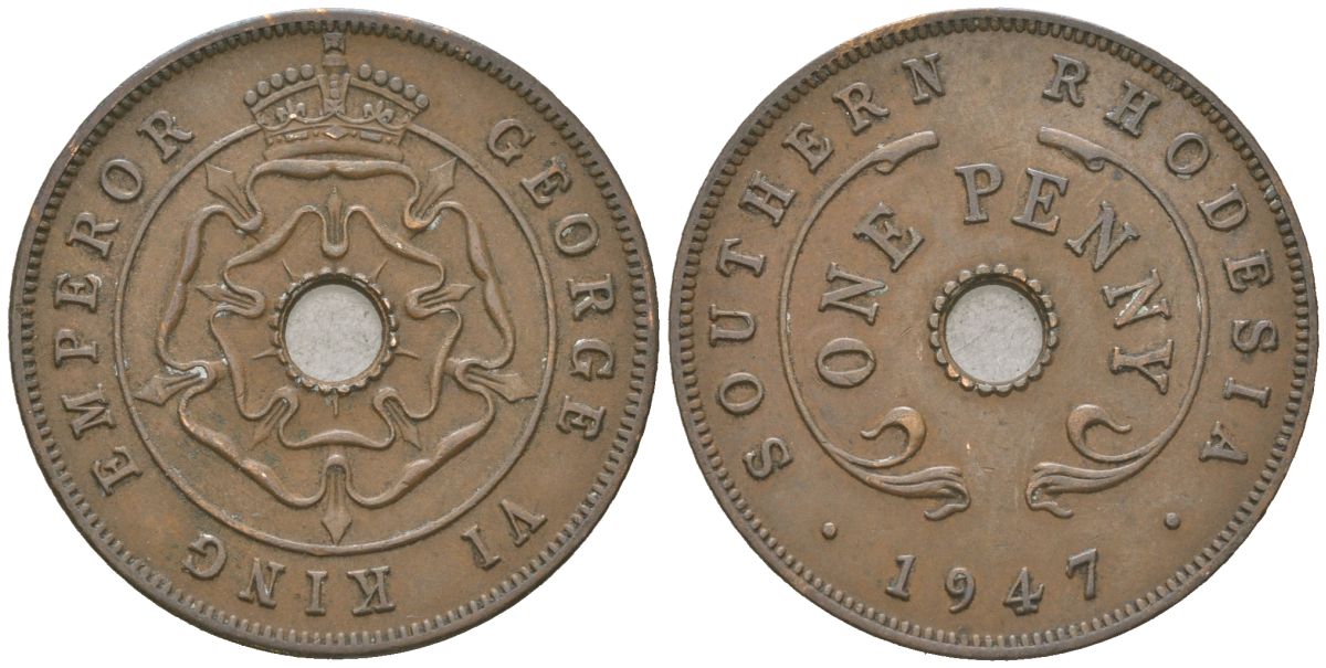 Южная Родезия 1 пенни 1947 Георг VI (1936-1952) KM 8a бронза 4616-114