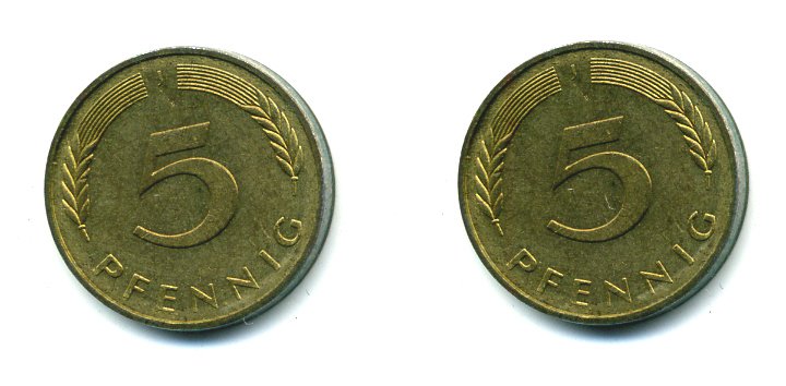 ФРГ 5 ПФЕННИГОВ 1982 J KM 107, J. 382 сталь плакированная латунью 46-2213