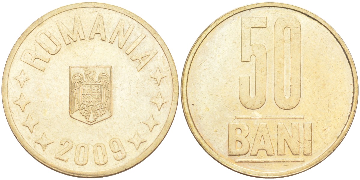 Румыния 50 бани 2009 KM 192 никель латунь 4529-842