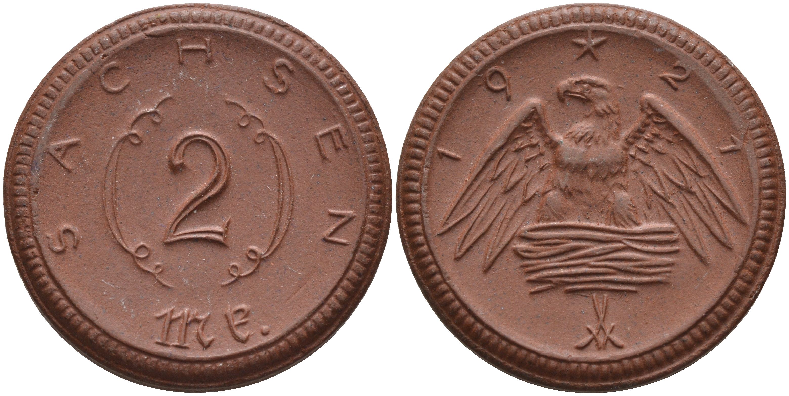 Саксония 2 марки 1921 J. N 56 фарфор 1094-1-53