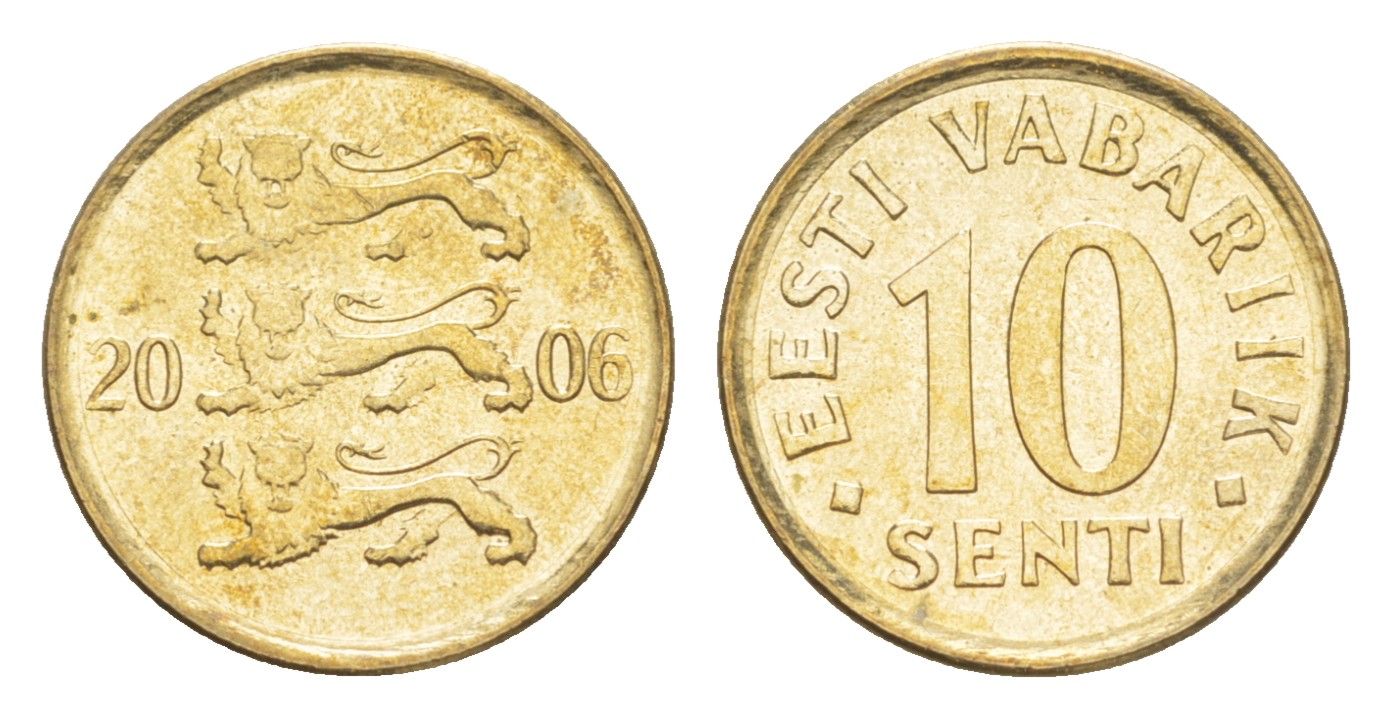 Эстония 10 сентов 2006 KM 22 латунь UNC 4647-119