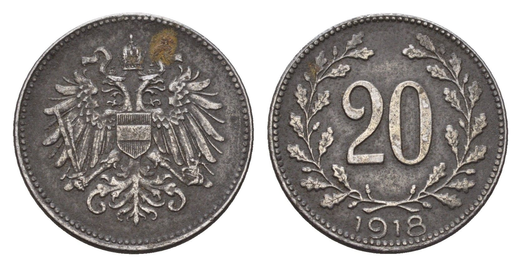 Австрия 20 геллеров 1918 KM 2826 железо 4627-1246