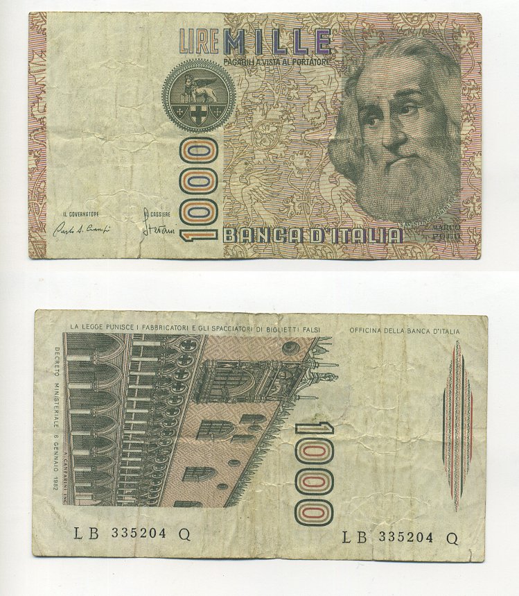 Италия 1000 лир 1982 Дворец дожеи?, Марко Поло Pick 109a 6294-43-1