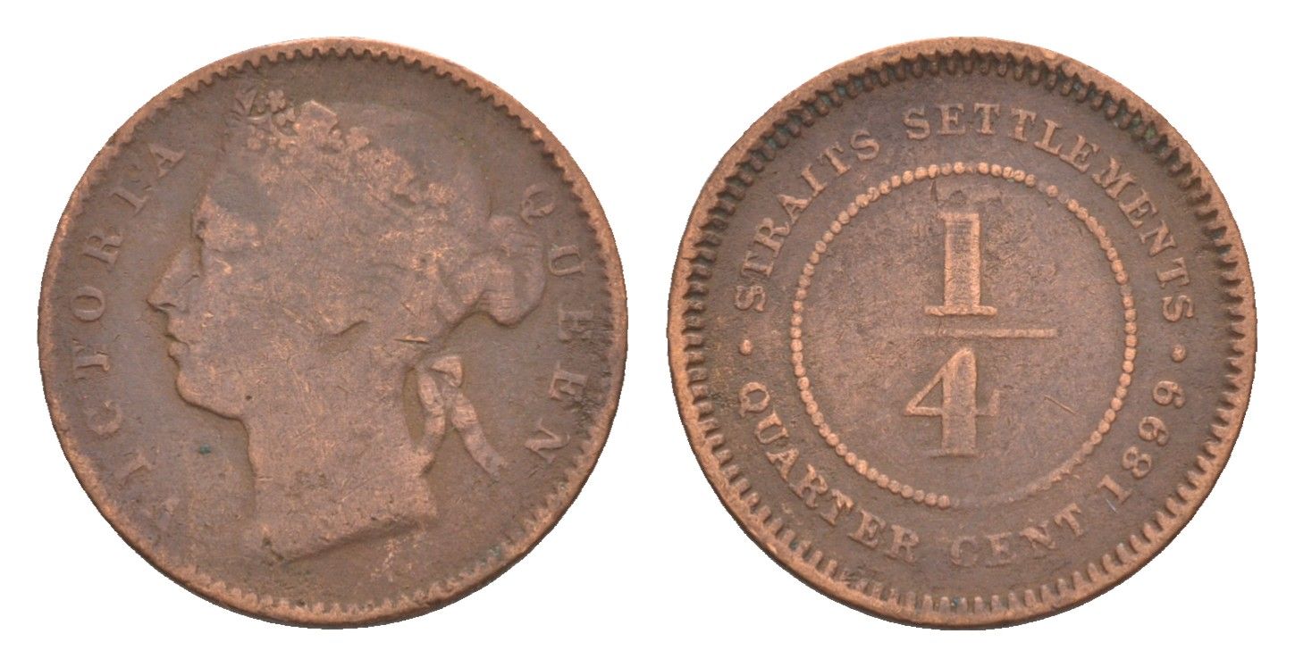 Стрейтс-Сетлментс (Стрейтс Сетлментс) 1/4 цента 1899 Виктория (1837-1901) KM 14 бронза 1518-125