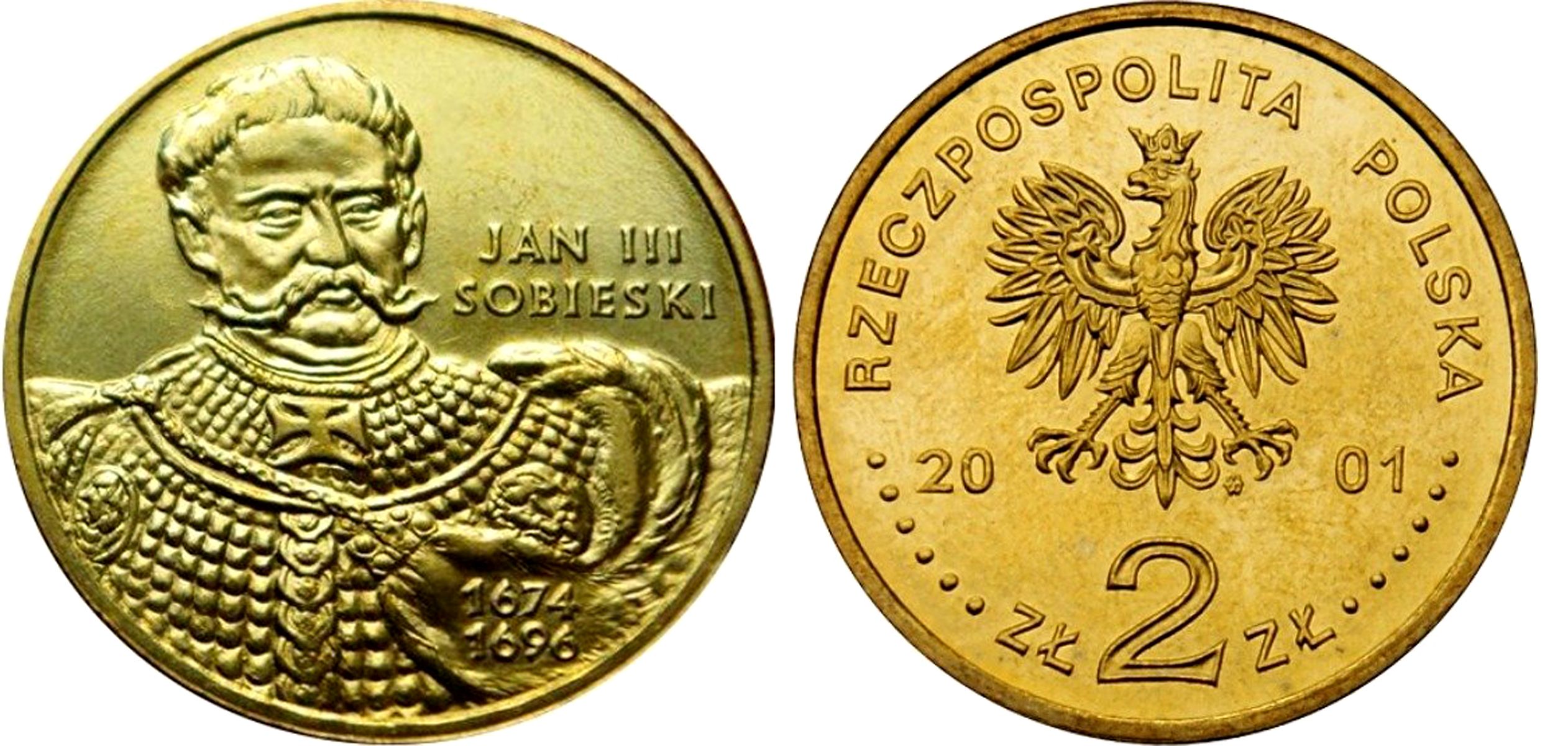 Польша 2 злотых 2001 MW, серия Польские короли, Ян III Собеский (1674-1696) KM 423 нордик UNC 4676-124