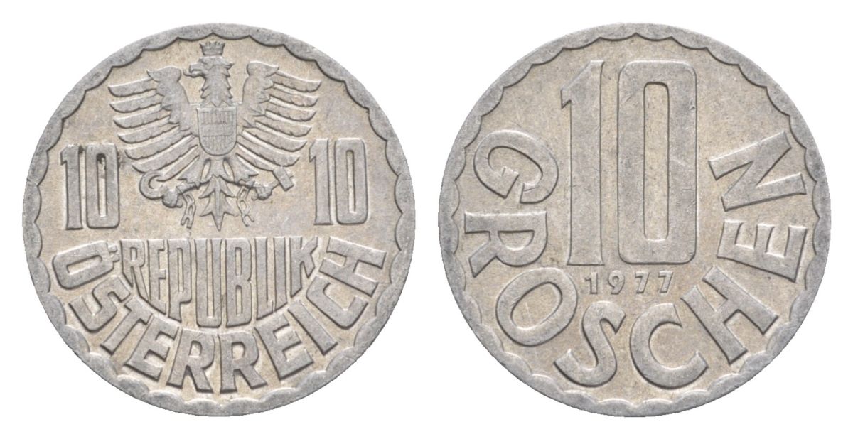 Австрия 10 грошей 1977 KM 2878 алюминий 4632-539