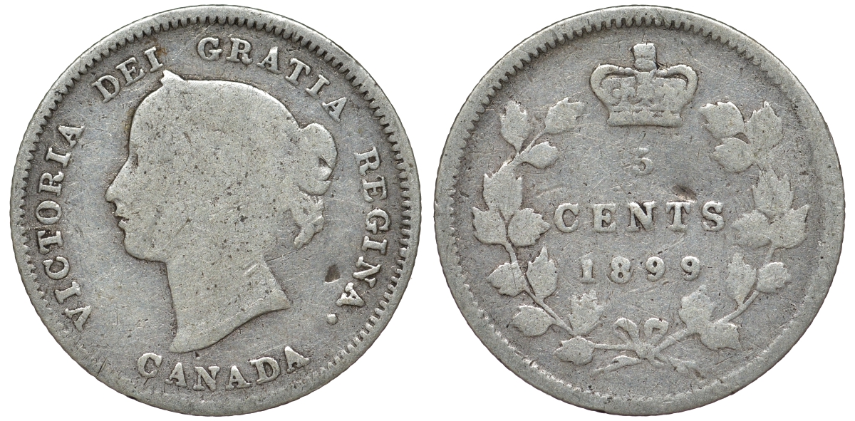Канада 5 центов 1899 Виктория (1837-1901) серебро 4588-816