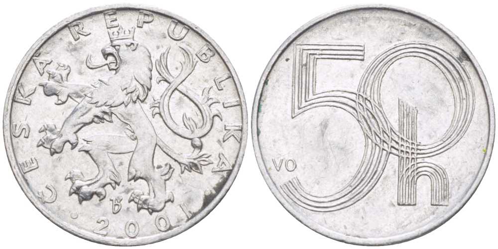 ЧЕХИЯ 50 ГЕЛЛЕРОВ 2001 KM 3.1 алюминий 100-111