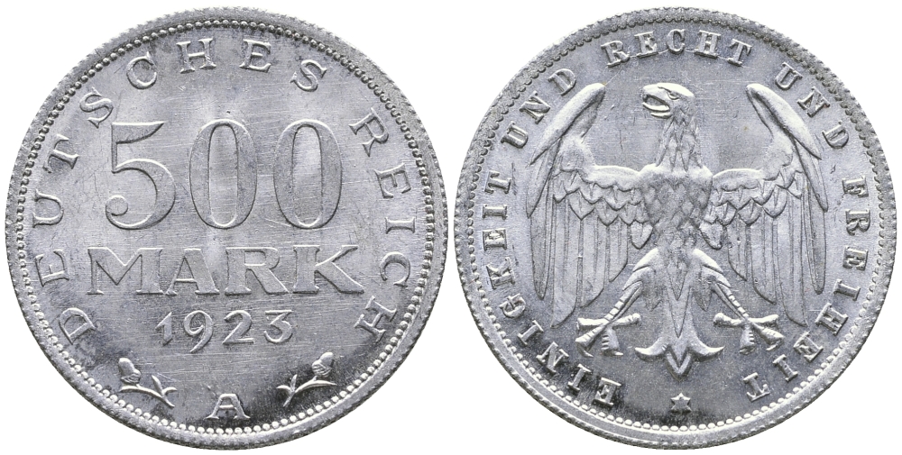 ГЕРМАНИЯ 500 МАРОК 1923 А KM 36, J. 305 алюминий UNC 38-312