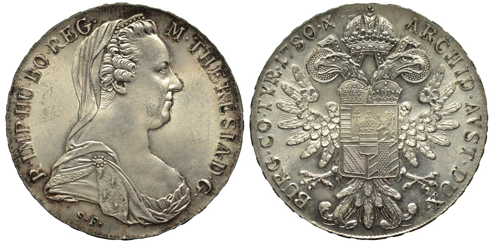 Австрия 1 талер 1780 SF, Мария Терезия, официальный рестрайк KM Т1 серебро 443-1321