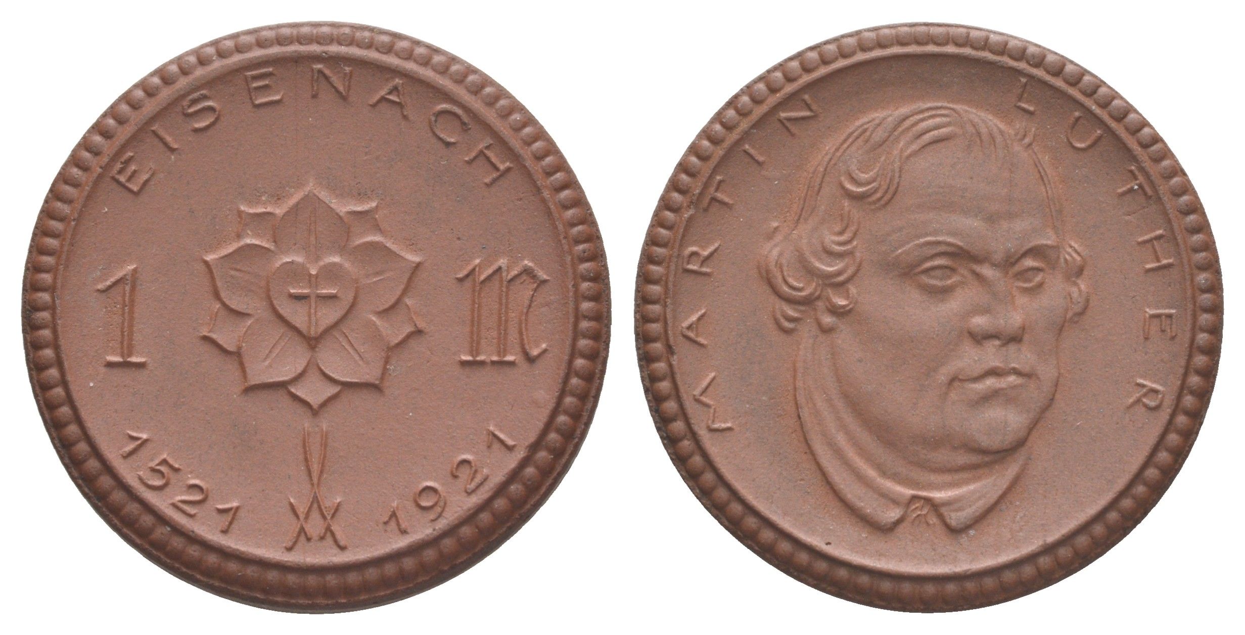 Айзенах 1 марка 1921 Речь на Вормском Рейхстаге 18 апреля 1521 Scheuch 109a фарфор 1094-10-34