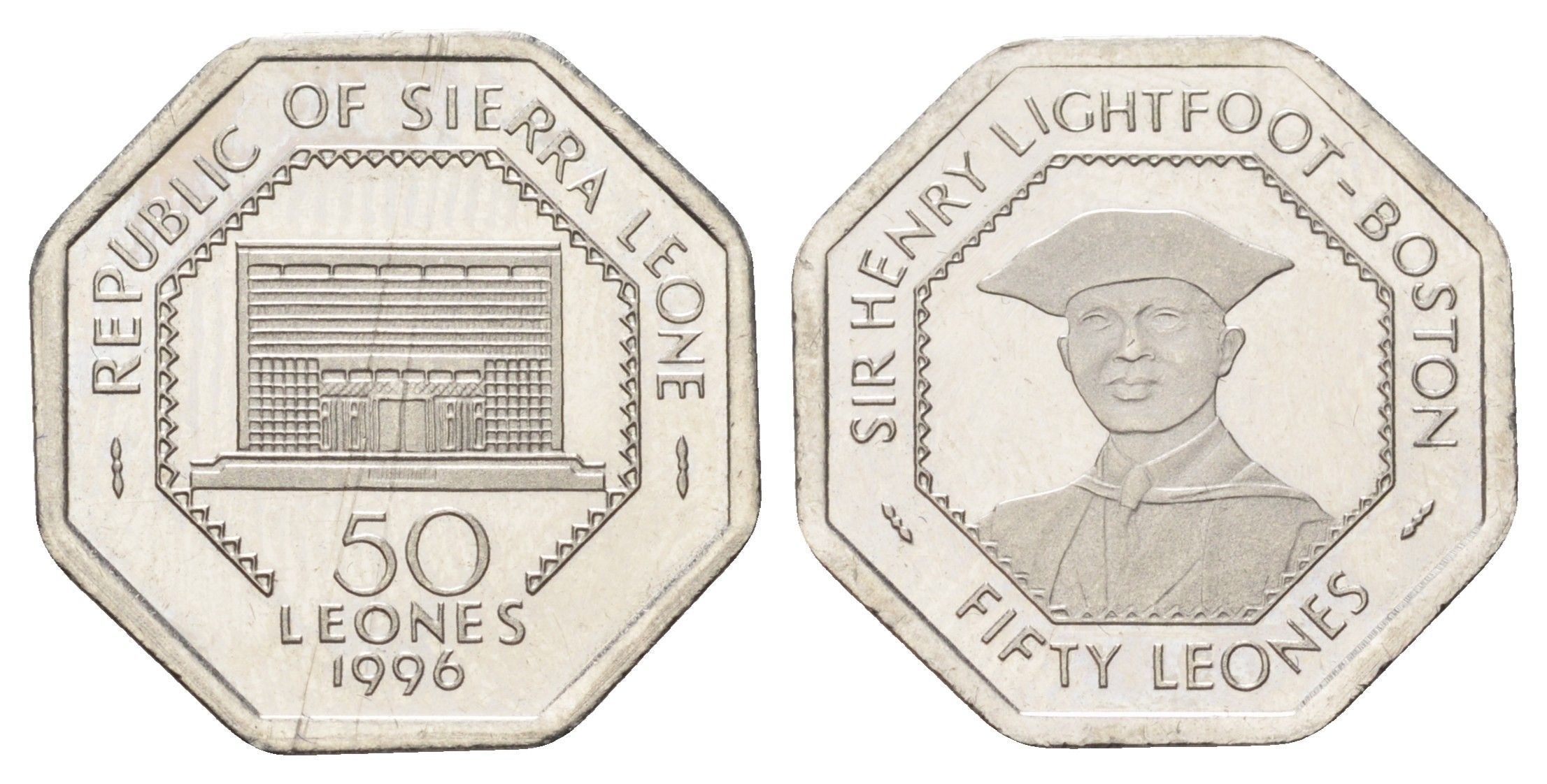Сьерра-Леоне 50 леоне 1996 год-тип KM 45 сталь плакированная никелем UNC 4392-338