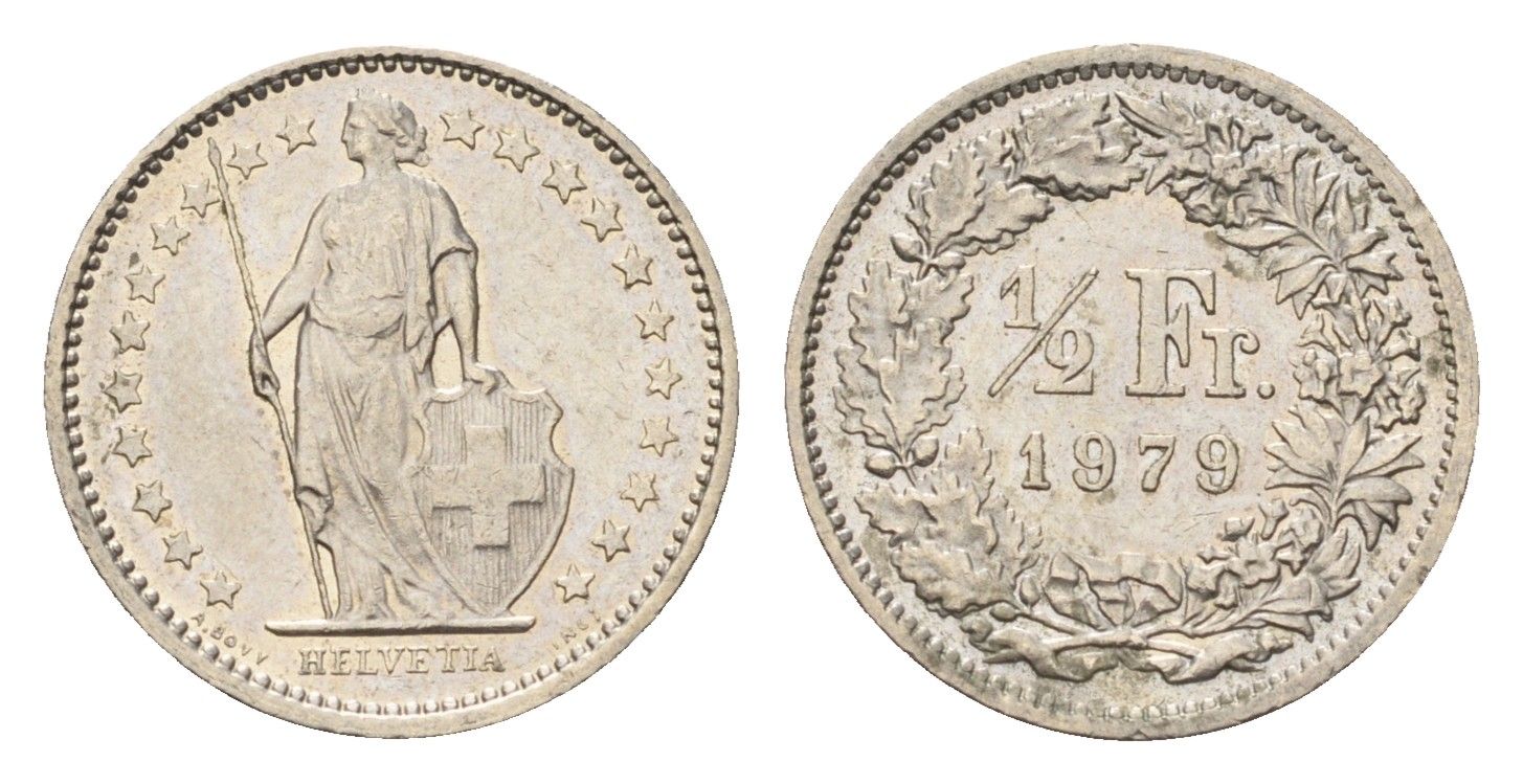 Швейцария 1/2 франка 1979 KM 23a медно-никель 4685-861