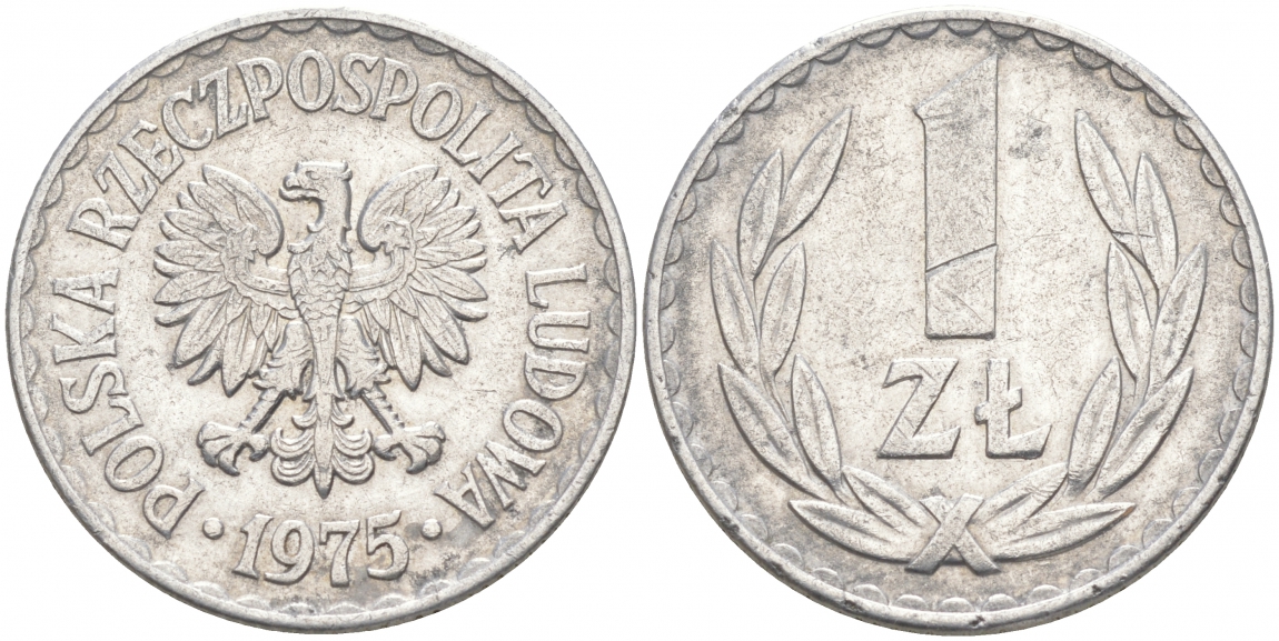 ПОЛЬША 1 ЗЛОТЫЙ 1975 КРЕМНИЦА KM 49.1 алюминий 68-424