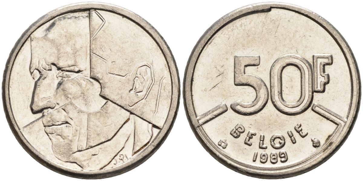 Бельгия 50 франков 1989 Belgie KM 169 никель 4126-256