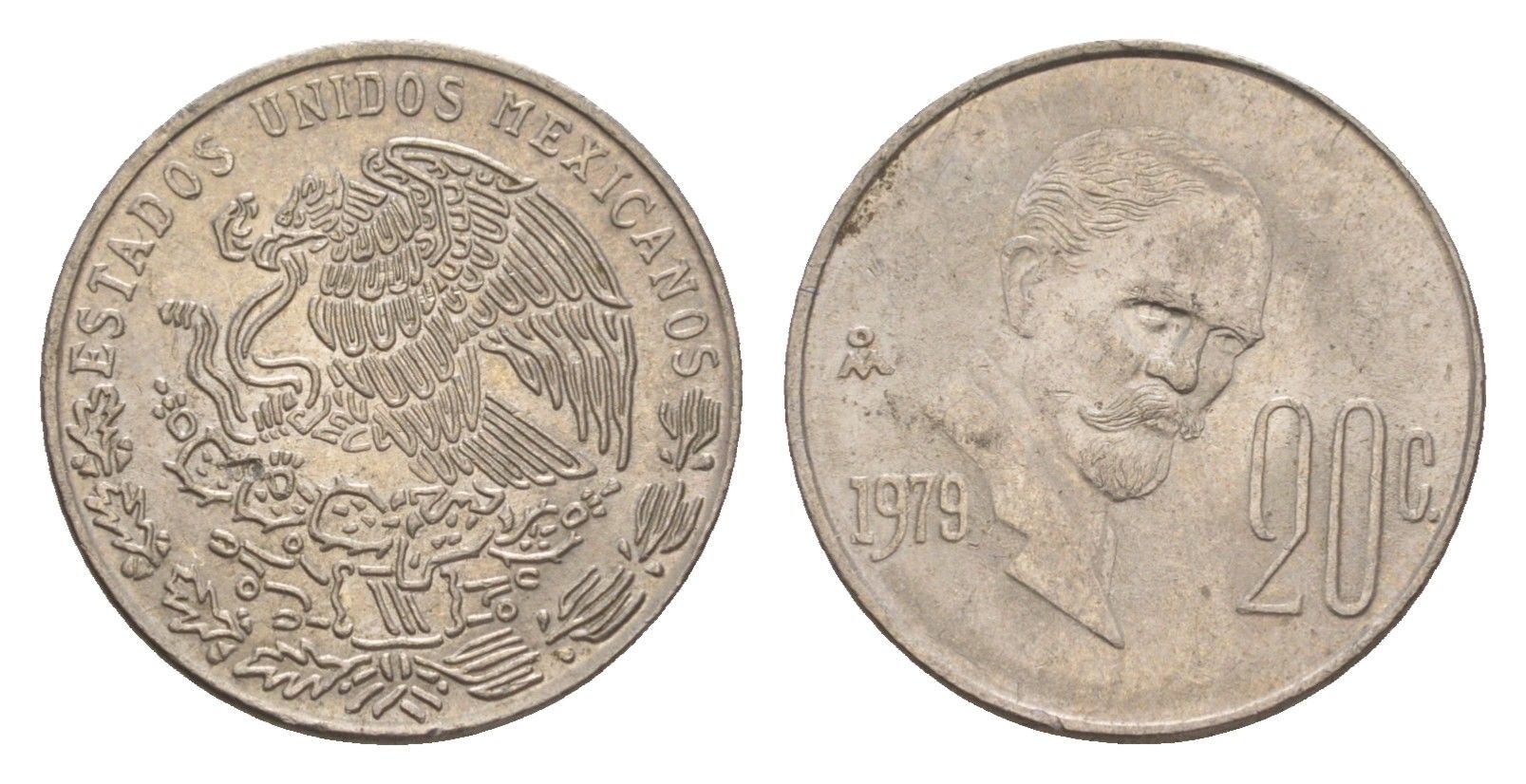 Мексика 20 сентаво 1979 Франциско Индалеси KM 442 медно-никель 4655-1051