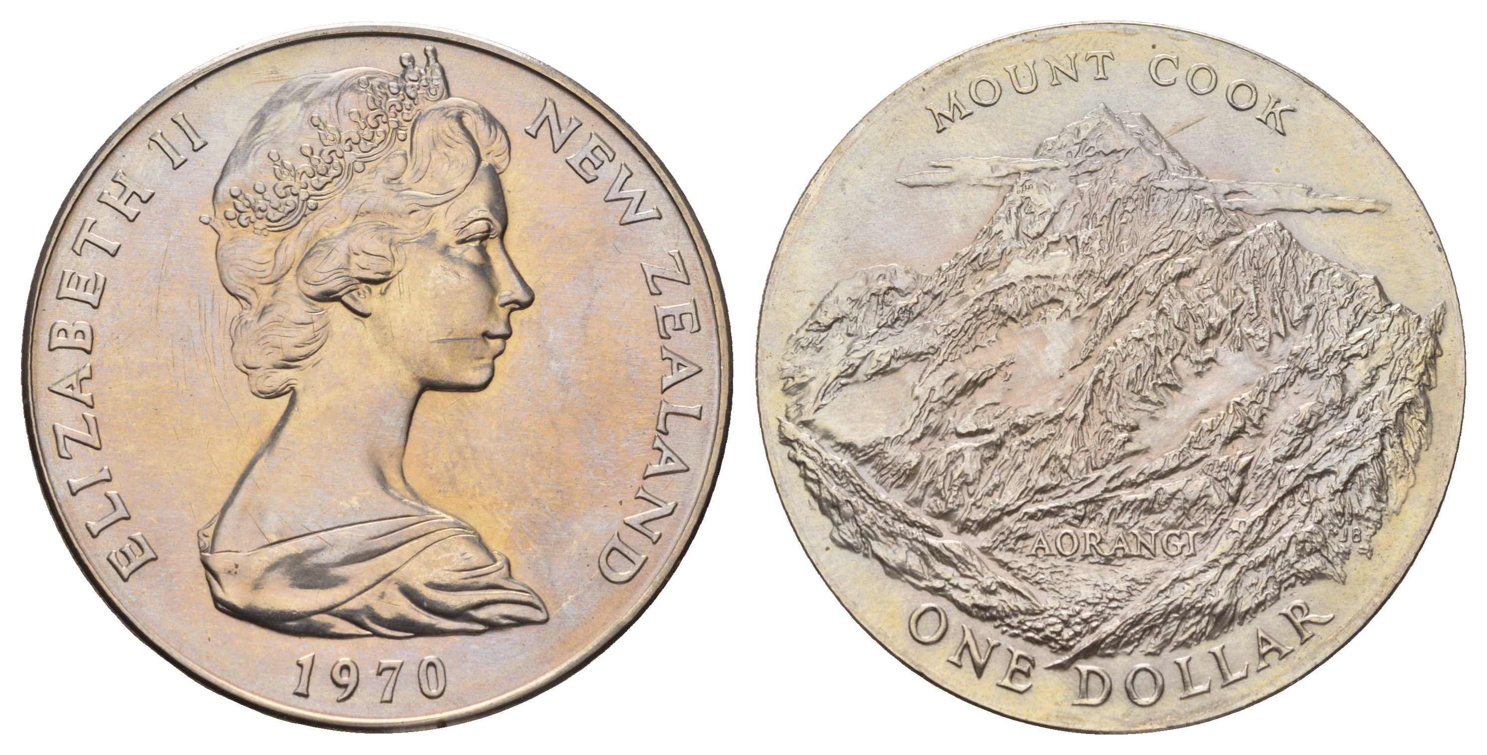 Новая Зеландия 1 доллар 1970 гора Кука KM 42 медно-никель BU 1101-1-14