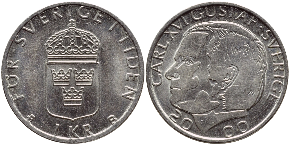 Швеция 1 крона 2000 Карл XVI Густав (1973- ) KM 852а медно-никель 4379-1443