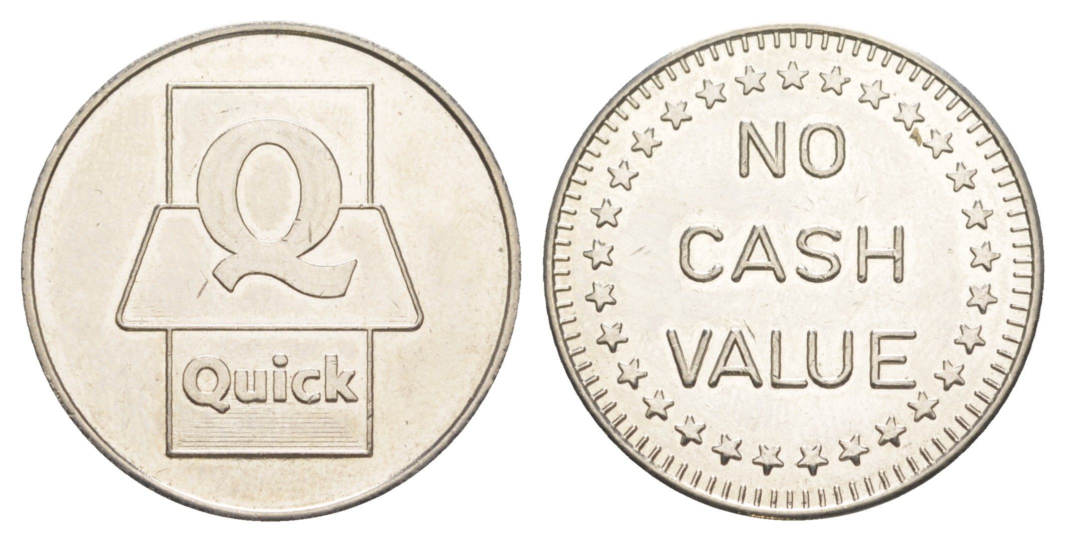 США жетон не для платежа "Quick" ND диаметр 27 мм, вес 7,1 гр белый металл 4172-351