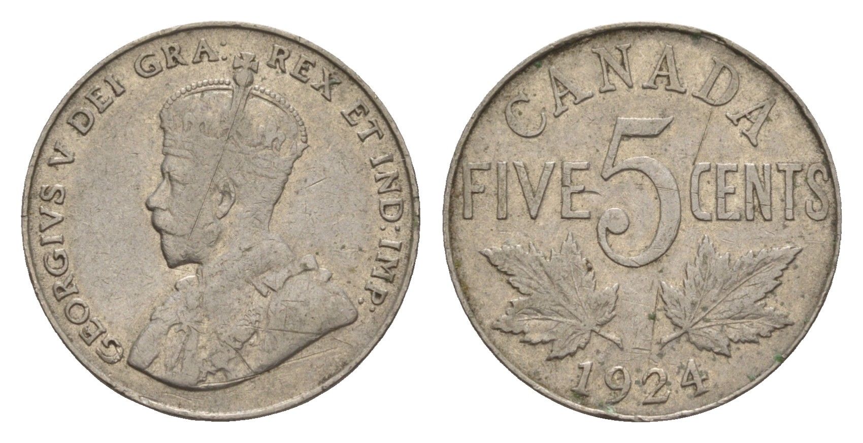 Канада 5 центов 1924 Георг V (1910-1936) KM 29 никель 4655-442