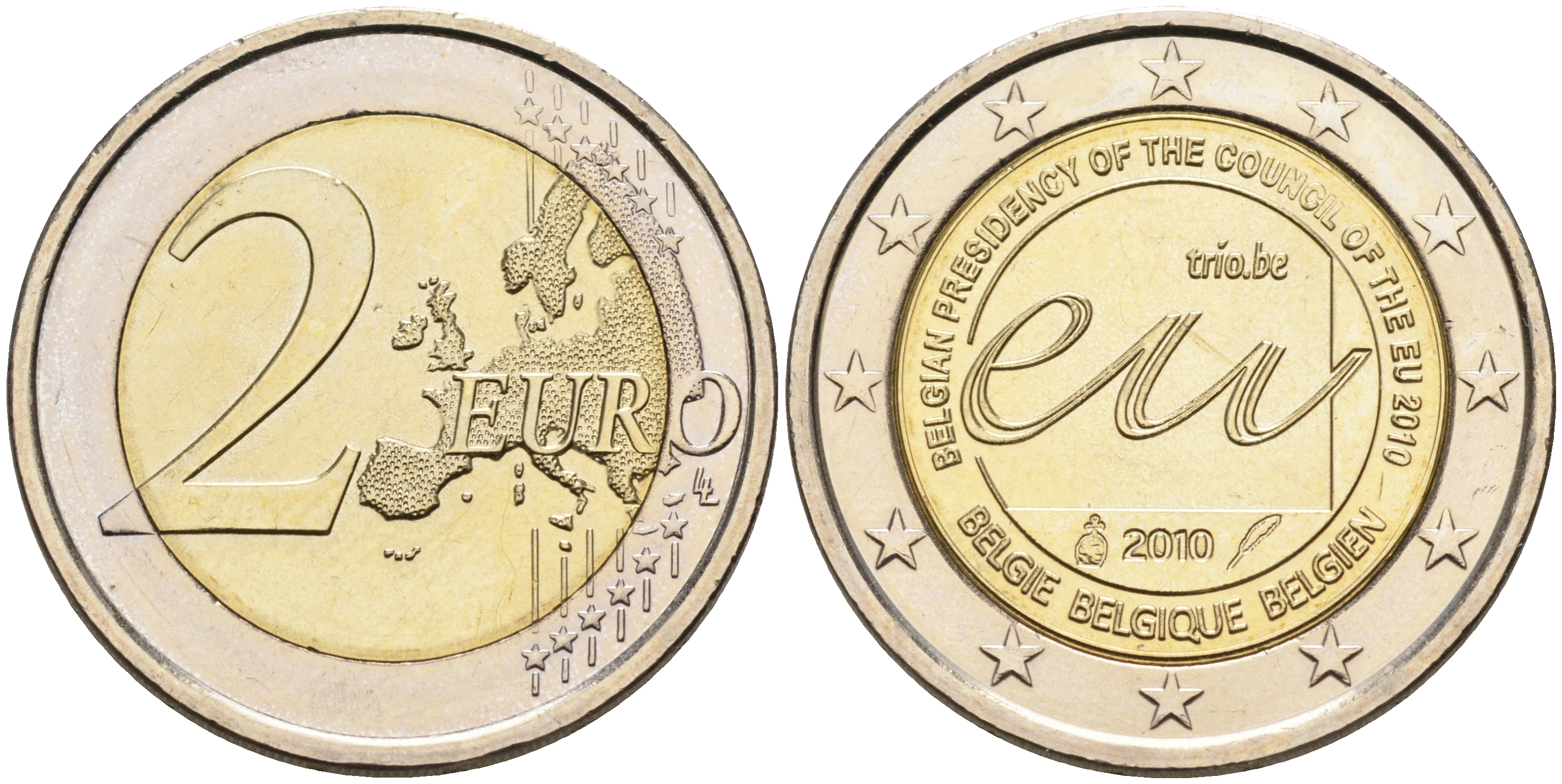Бельгия 2 евро 2010 Председательство в Совете Европы KM 289 биметалл UNC 4592-1153
