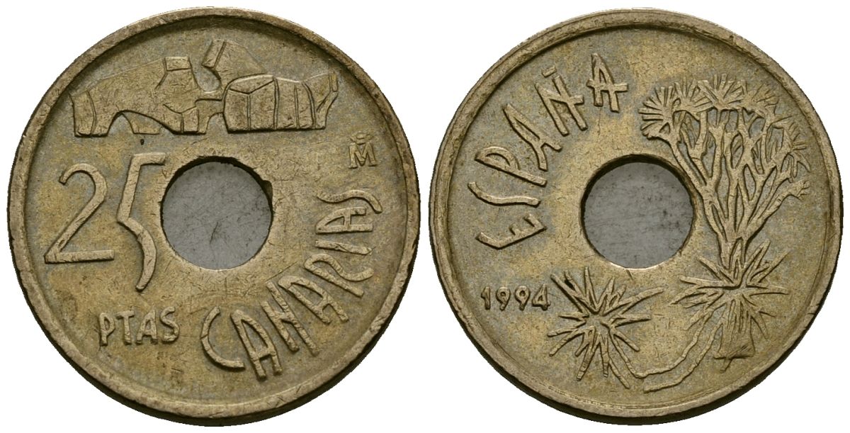 Испания 25 песет 1994 Канарские острова (CANARIAS), Хуан Карлос I (1975-2014) KM 933 никель бронза 4138-1111