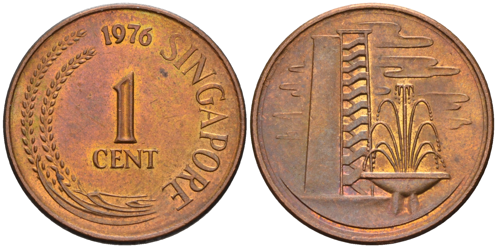 Сингапур 1 цент 1976  KM 1а сталь плакированная медью    4594-1055