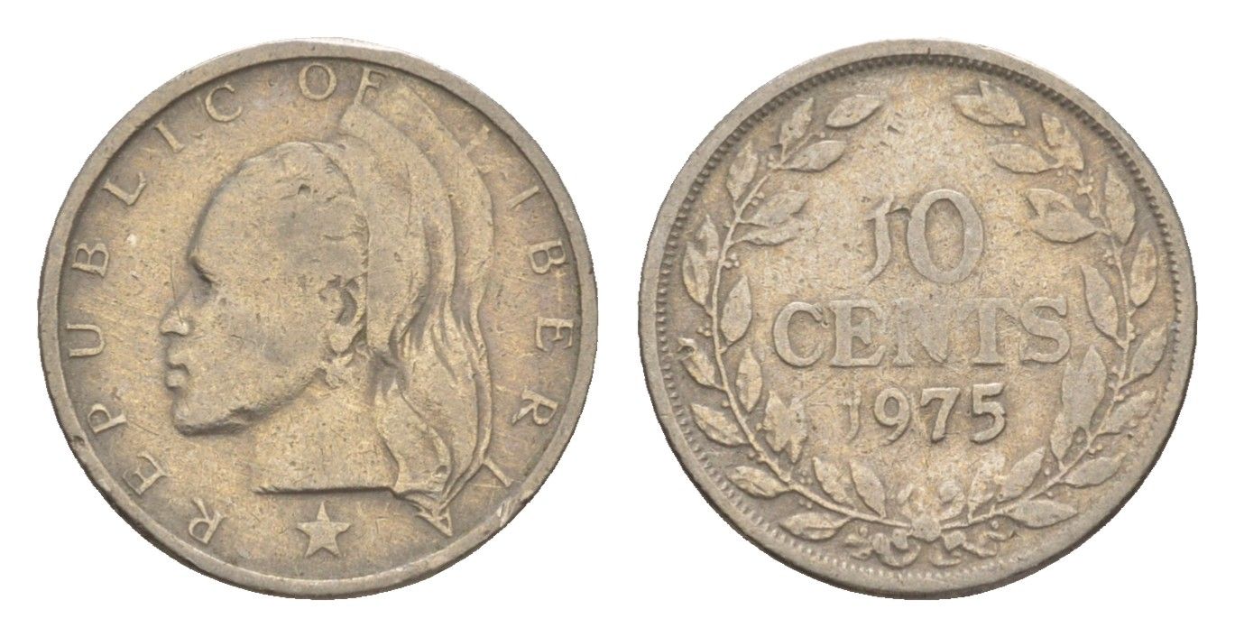 Либерия 10 центов 1975 KM 15a.2 медно-никель 4643-647
