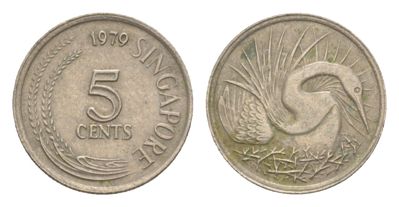 Сингапур 5 центов 1979 KM 2 медно-никель 4640-551