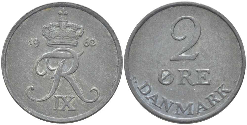 ДАНИЯ 2 ЭРЕ 1962 C;S, ФРЕДЕРИК IX (1947-1972) KM 840,2 цинк 202-656