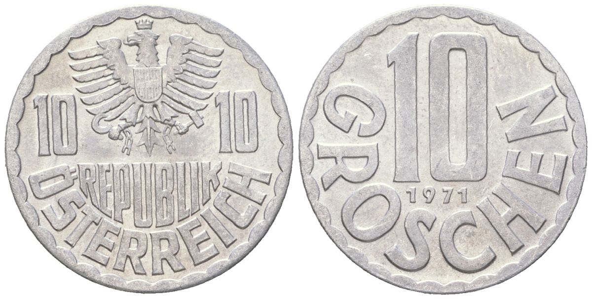 Австрия 10 грошей 1971 KM 2878 алюминий aUNC 3955-1112