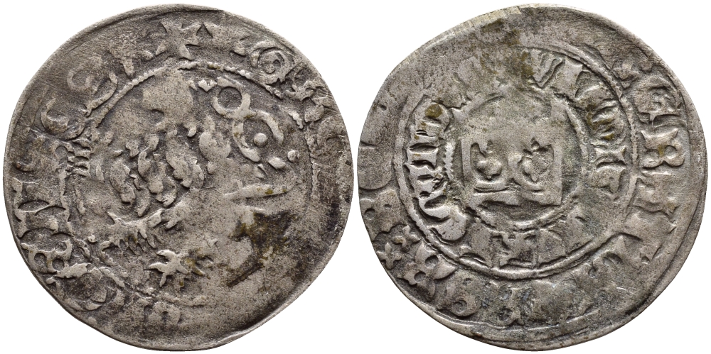 БОГЕМИЯ 1 ГРОШ, ПРАЖСКИЙ 1471-1516 ВЛАДИСЛАВ II, WLADISLAVS SECVNDVS серебро 560-1625