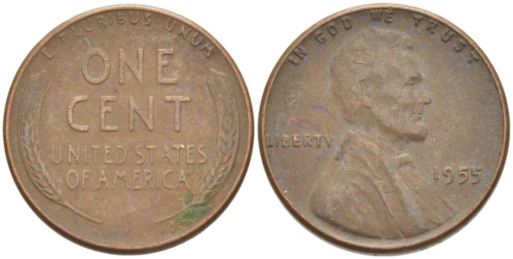 США 1 ЦЕНТ 1955 ЛИНКОЛЬН KM А132 медь цинк 3309-1145