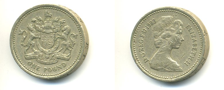 Великобритания 1 фунт 1983 Елизавета II (1952-2022) KM 933, Spink 4221 никель латунь 59-126