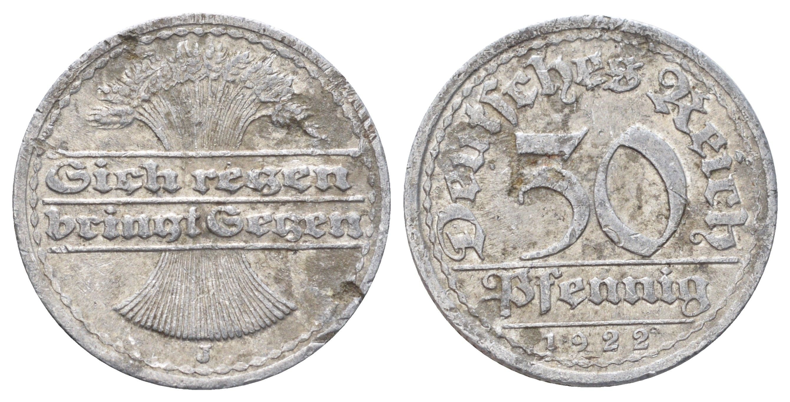 Германия 50 пфеннигов 1922 J KM 27, J. 301 алюминий 4700-1015