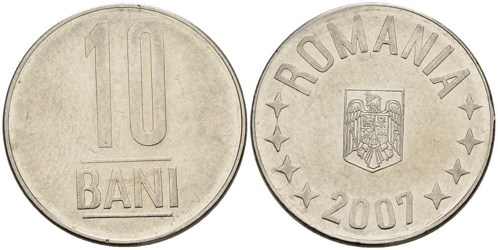 Румыния 10 бань (бани) 2007 KM 191 сталь плакированная никелем 4514-1114