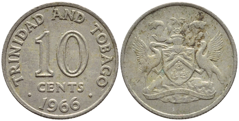 Тринидад и Тобаго 10 центов 1966 герб KM 3 медно-никель 4396-816