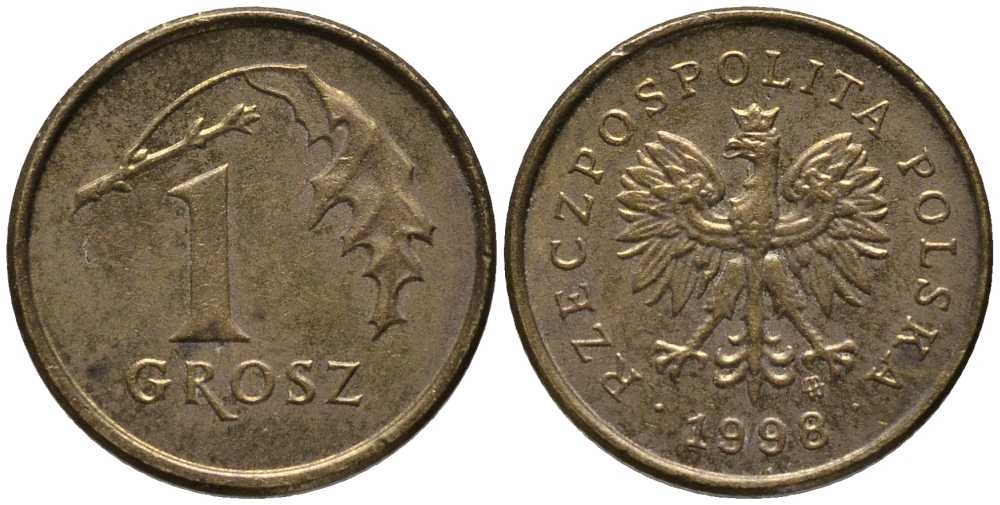 Польша 1 грош 1998 MW KM 276 латунь 4396-813