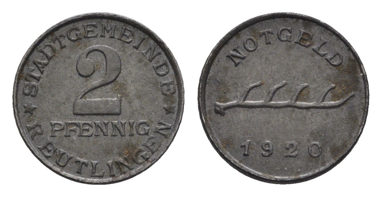 Рейтлинген 2 пфеннига 1920 Funck 446.3, Men05 21558.2, Men18 26932.2 железо 4396-1056