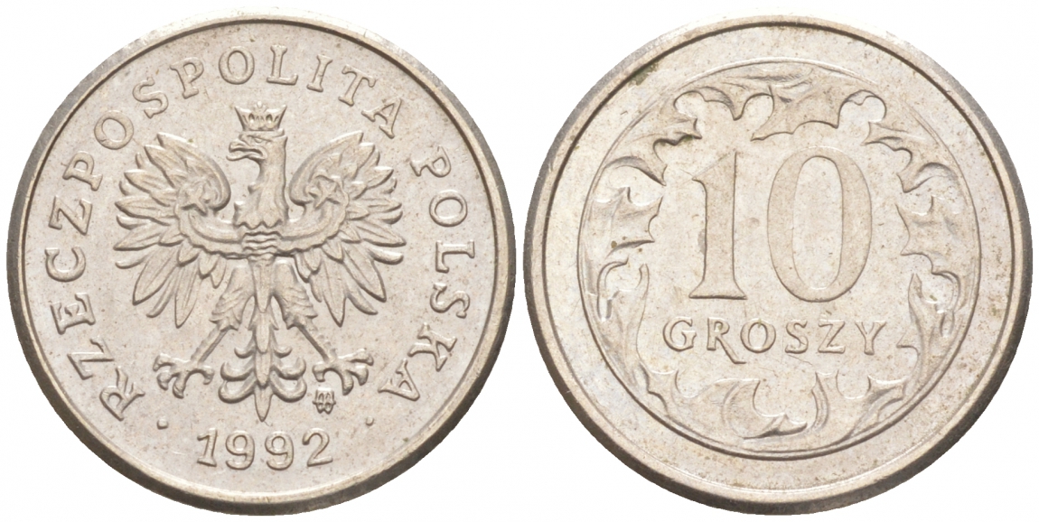 Польша 10 грошей 1992 MW KM 279 медно-никель 4516-163