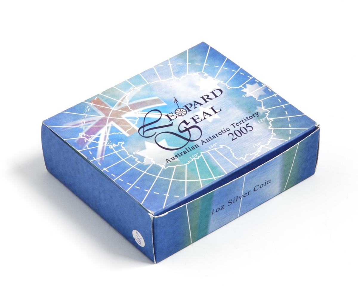Австралия 1 доллар 2005 антарктические территории, морской леопард, эмаль, в оригинальной коробке, с сертификатом KM 1018 ​серебро PROOF 7-1-35