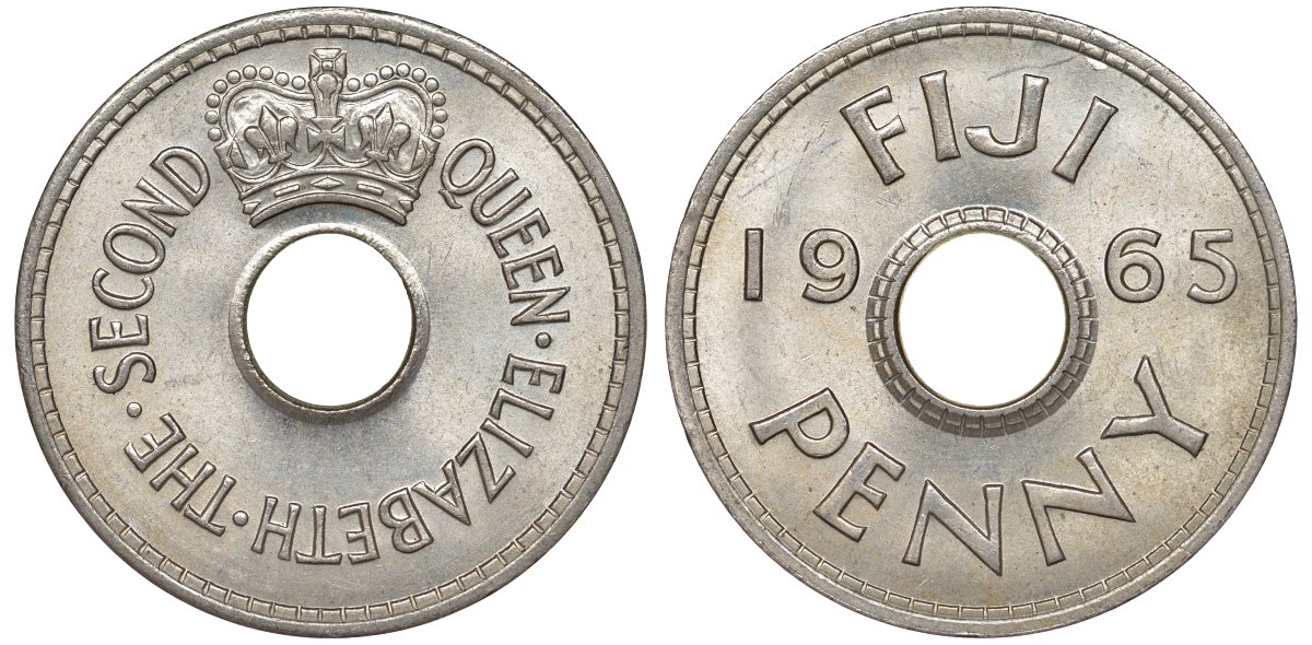 Фиджи 1 пенни 1965 Елизавета II (1952- ) KM 21 медно-никель UNC 51-2957
