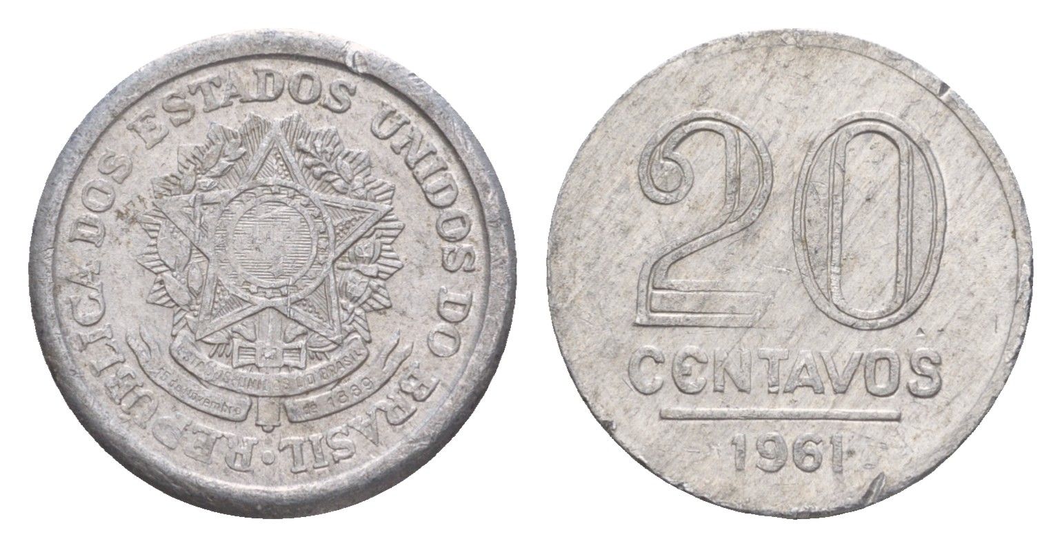 Бразилия 20 сентаво 1961 редкий год KM 565 алюминий 4651-1011