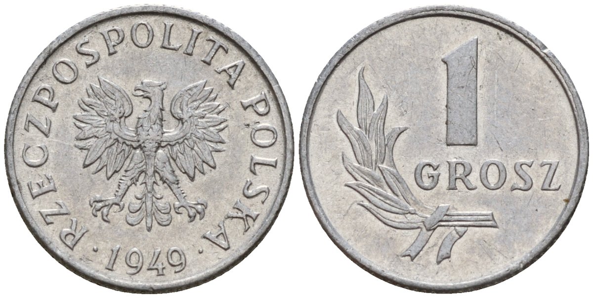 Польша 1 грош 1949 KM 39 алюминий 4189-449