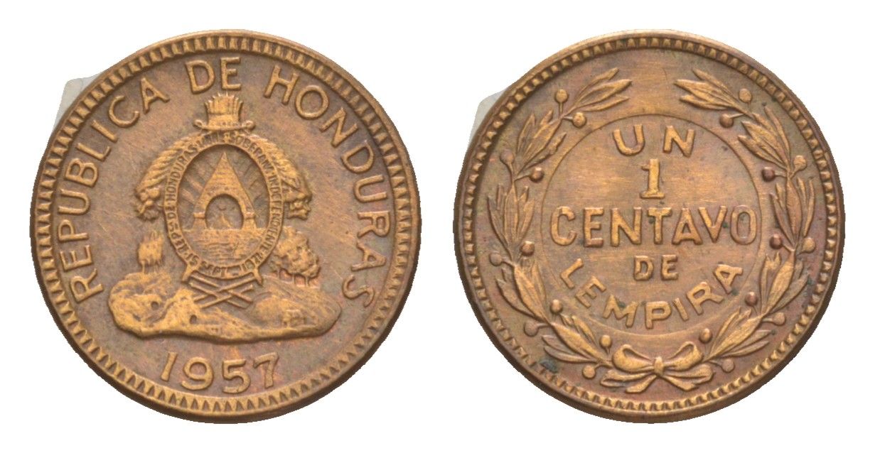 Гондурас 1 сентаво 1957 KM 77.2 бронза 4644-245